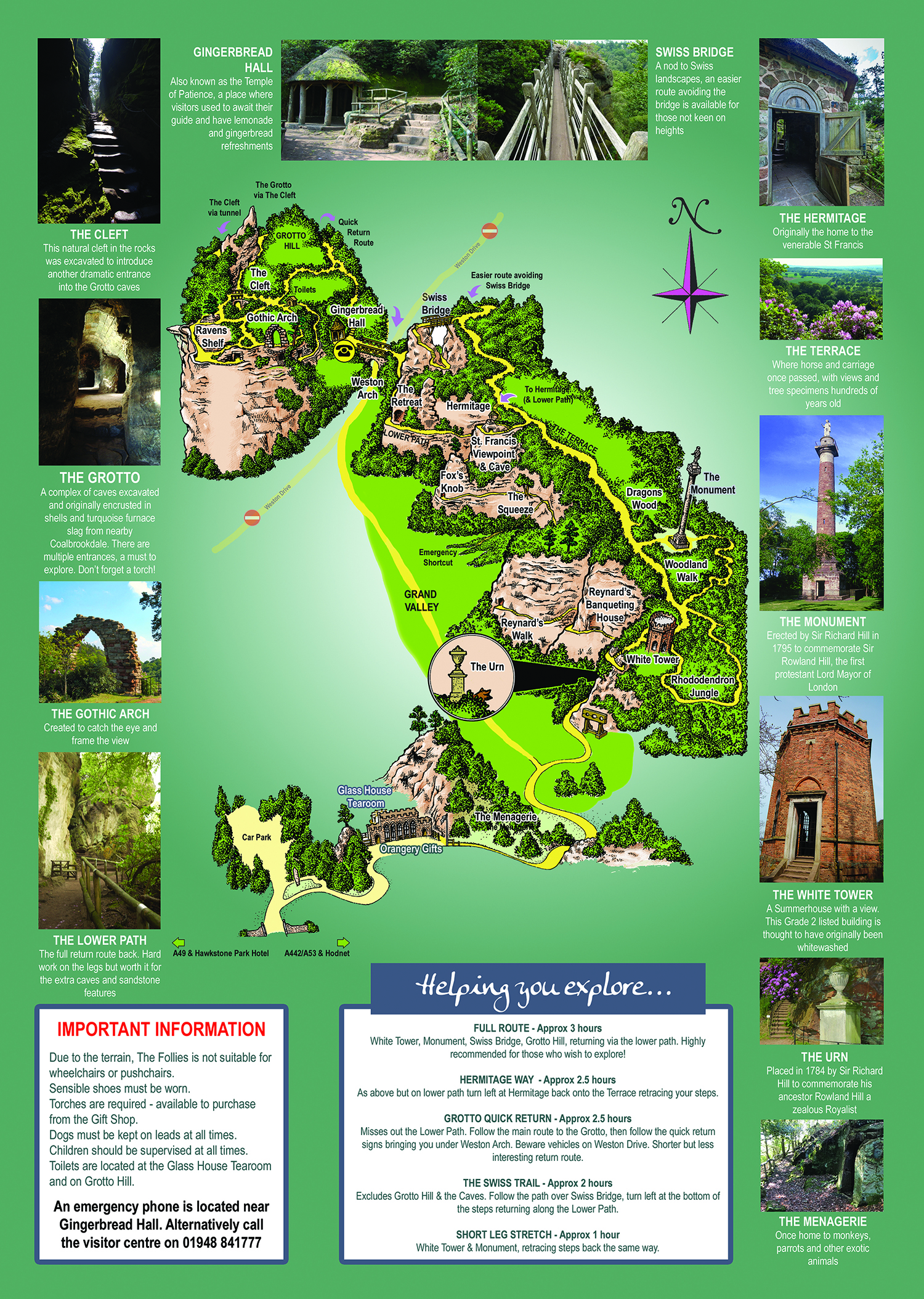 Map of Hawkstone Park Follies Shrewsbury Shropshire